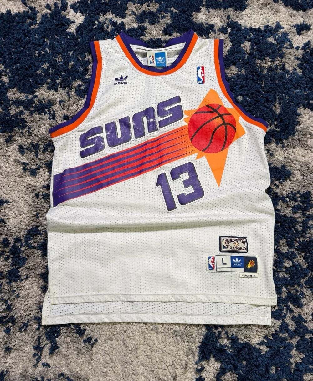 Adidas Hardwood Classics Phoenix Suns #13 Steve Nash White Swingman Jersey